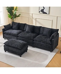 Boyel Living 108 Inch L Shaped Modern Modular Sectional Sofa with Ottoman Chenille Cloud Couch 4 Seat Deep Seat Pillow Top Arms