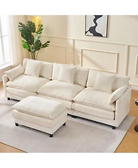 Boyel Living 108 Inch L Shaped Modern Modular Sectional Sofa with Ottoman Chenille Cloud Couch 4 Seat Deep Pillow Top Arms