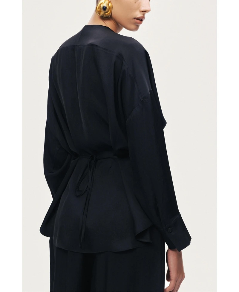 Nocturne Women's Draped Buckle-Detail Shirt