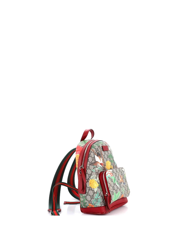 Pre-Owned Gucci Small Zip Pocket Backpack Tian Print Gg Coated Canvas