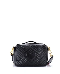 Pre-Owned Gucci Small Gg Marmont Zip Around Camera Bag Matelasse Leather