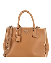 Pre-Owned Prada Medium Galleria Double Zip Tote Stitched Leather