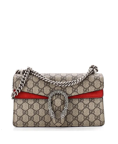 Pre-Owned Gucci Small Dionysus Bag Gg Coated Canvas with Crystal Embellished Metal