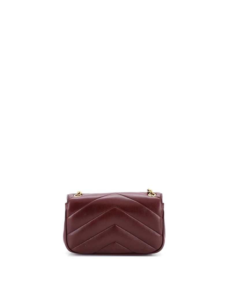 Pre-Owned Saint Laurent Mini Loulou Nm Shoulder Bag Matelasse Chevron Leather