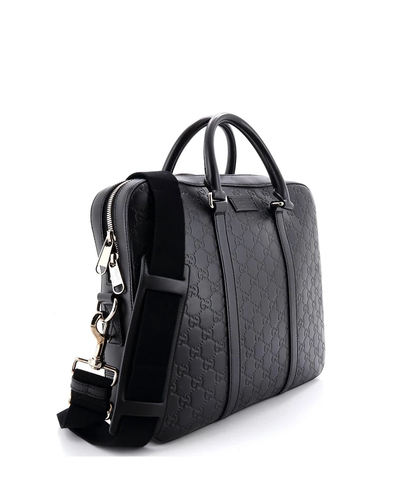Pre-Owned Gucci Medium Signature Convertible Briefcase Guccissima Leather