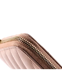 Pre-Owned Saint Laurent Classic Monogram Zip Around Wallet Matelasse Chevron Leather