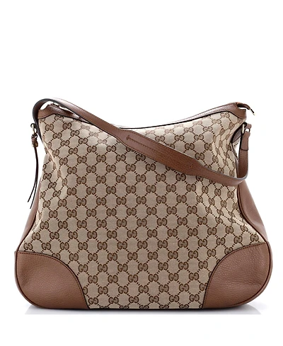 Pre-Owned Gucci Large Bree Hobo Gg Canvas with Leather