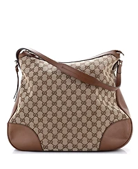 Pre-Owned Gucci Large Bree Hobo Gg Canvas with Leather