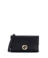 Pre-Owned Gucci Interlocking Wallet on Chain Leather