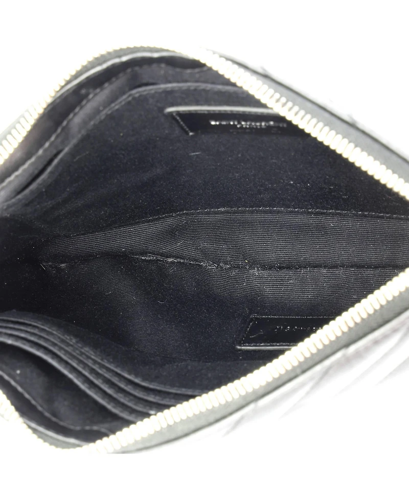 Pre-Owned Saint Laurent Small Classic Monogram Wristlet Pouch Matelasse Chevron Leather