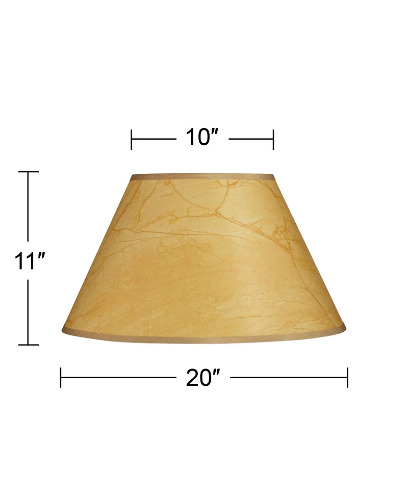 Springcrest Set of 2 Empire Lamp Shades Crinkle Paper Large 10" Top x 20" Bottom x 11" High Spider with Harp and Finial Fitting