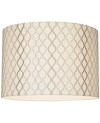 Springcrest Set of 2 Drum Lamp Shades Embroidered Medium 16" Top x 16" Bottom x 11" High Spider Harp and Finial Fitting