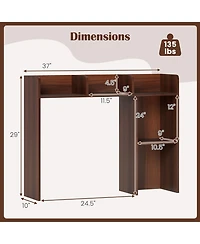 Sugift 3-Tier Multipurpose Desk Bookshelf with 4 Shelves