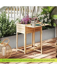 Sugift Wooden Raised Garden Bed with Legs and Foldable Side Table