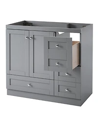 Sillysis 36 Inch Shaker Bathroom Vanity Cabinet, Mdf Storage with Soft Close Drawers and Doors for Small Spaces.