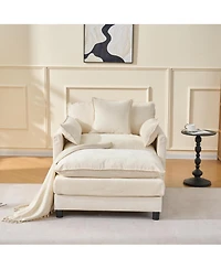 Boyel Living 39.4 Inch Modern Accent Chair with Ottoman Chenille Upholstered Club Room Reading