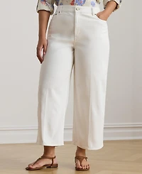 Lauren Ralph Plus High-Rise Wide-Leg Cropped Jeans