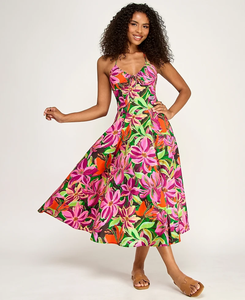 Katia Rae Juniors' Printed Halter Midi Dress