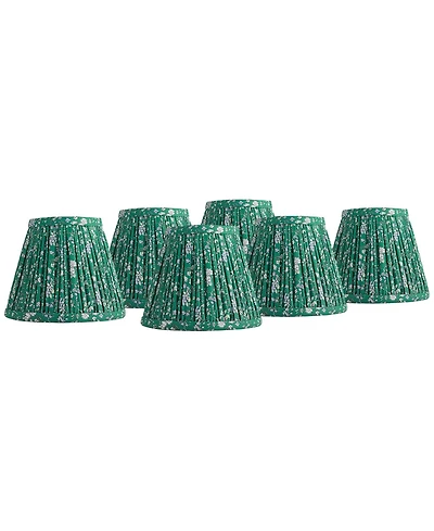 Springcrest 3 1/2" Top x 6" Bottom x 5" High x 5" Slant Print Lamp Shade Replacement Set of 6 Floral Clip On Candelabra