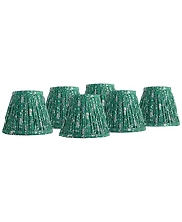 Springcrest 3 1/2" Top x 6" Bottom x 5" High x 5" Slant Print Lamp Shade Replacement Set of 6 Floral Clip On Candelabra