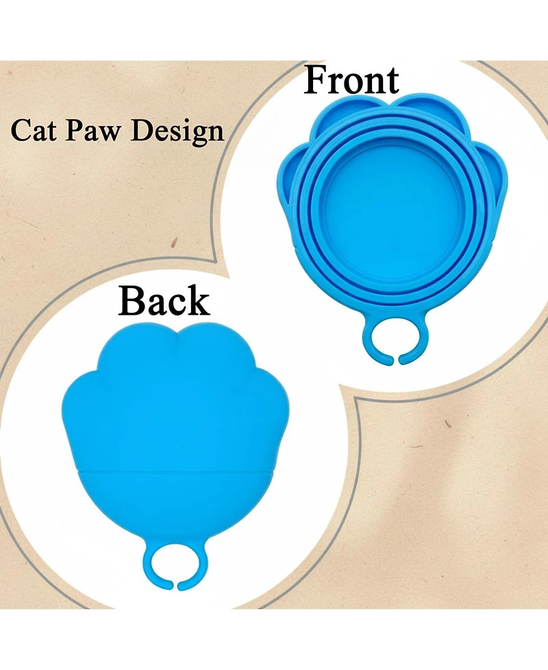 Aronkl 3 Pet Food Can Lids and 1 Spoon Silicone Universal Airtight Reusable Opener Spatula