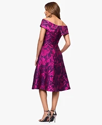 Xscape Women's Off-The-Shoulder Neck Midi Dress