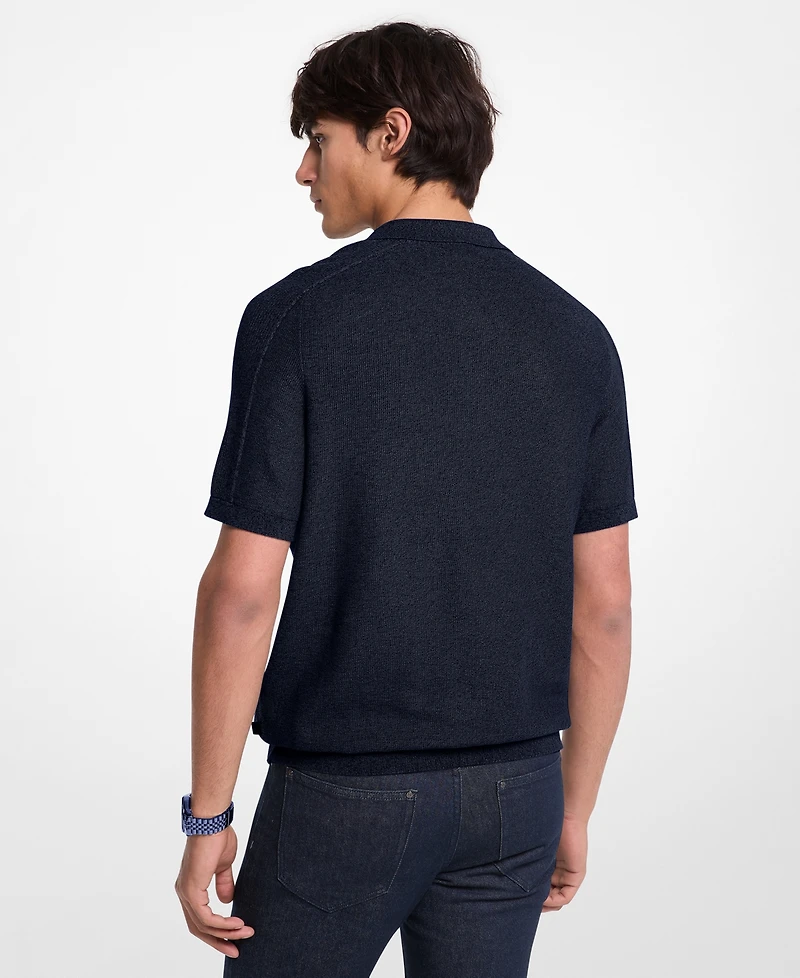 Michael Kors Men's Short Sleeve Textured Mouline Polo Shirt