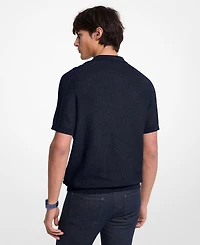 Michael Kors Men's Short Sleeve Textured Mouline Polo Shirt