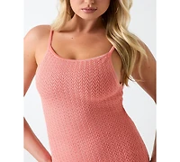 Guess Women's Jen Textured Pointelle Square Neck Mirage Dress