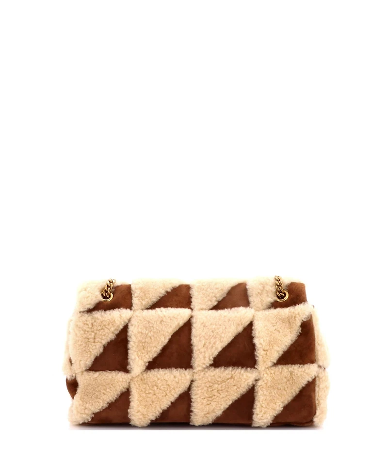 Pre-Owned Saint Laurent Medium Jamie Flap Bag Quilted Suede and Shearling