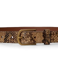 Lauren Ralph Python-Embossed Leather Belt