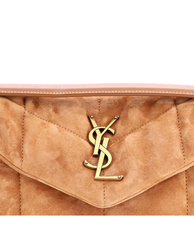 Pre-Owned Saint Laurent Small Loulou Puffer Shoulder Bag Quilted Suede