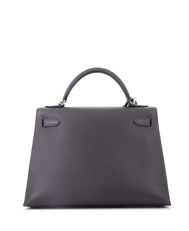 Pre-Owned Hermes Kelly Handbag Epsom with Palladium Hardware