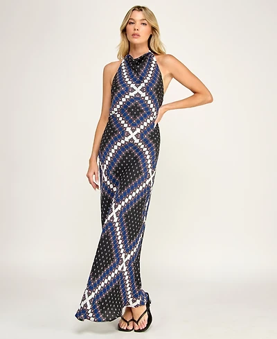 Invitee Juniors' Printed Halter Neck Maxi Dress
