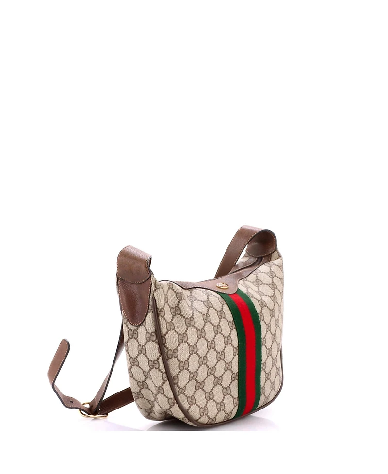 Pre-Owned Gucci Small Ophidia Half Moon Hobo Gg Coated Canvas
