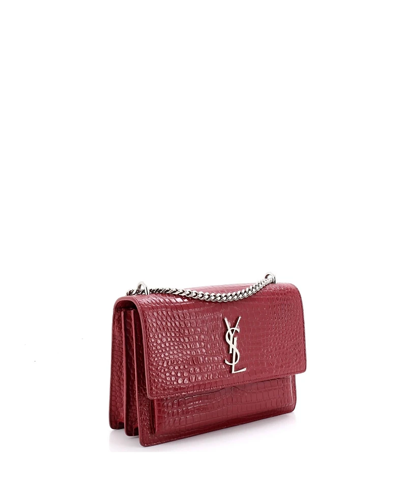 Pre-Owned Saint Laurent Medium Sunset Crossbody Bag Embossed Leather