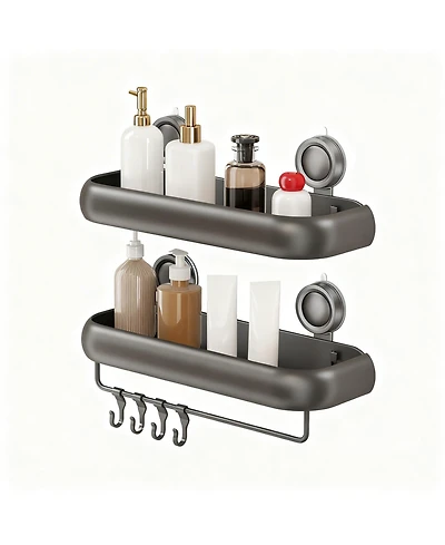 Yigii Shower Suction Cup Corner Shelves No Drilling Aluminum Bathroom Organizer