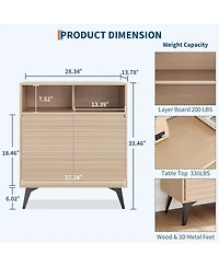 gaomon Fluted Storage Cabinet, Sideboard Buffet Cabinet with Storage and Adjustable Shelves for Living Room, Kitchen, Entryway