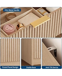 gaomon 8-Drawer Fluted Dresser, Wood Storage Organizer with 9 Drawers, Large Capacity and Anti-Tip, Retro Bedroom Dresser and Nightstand, Entryway