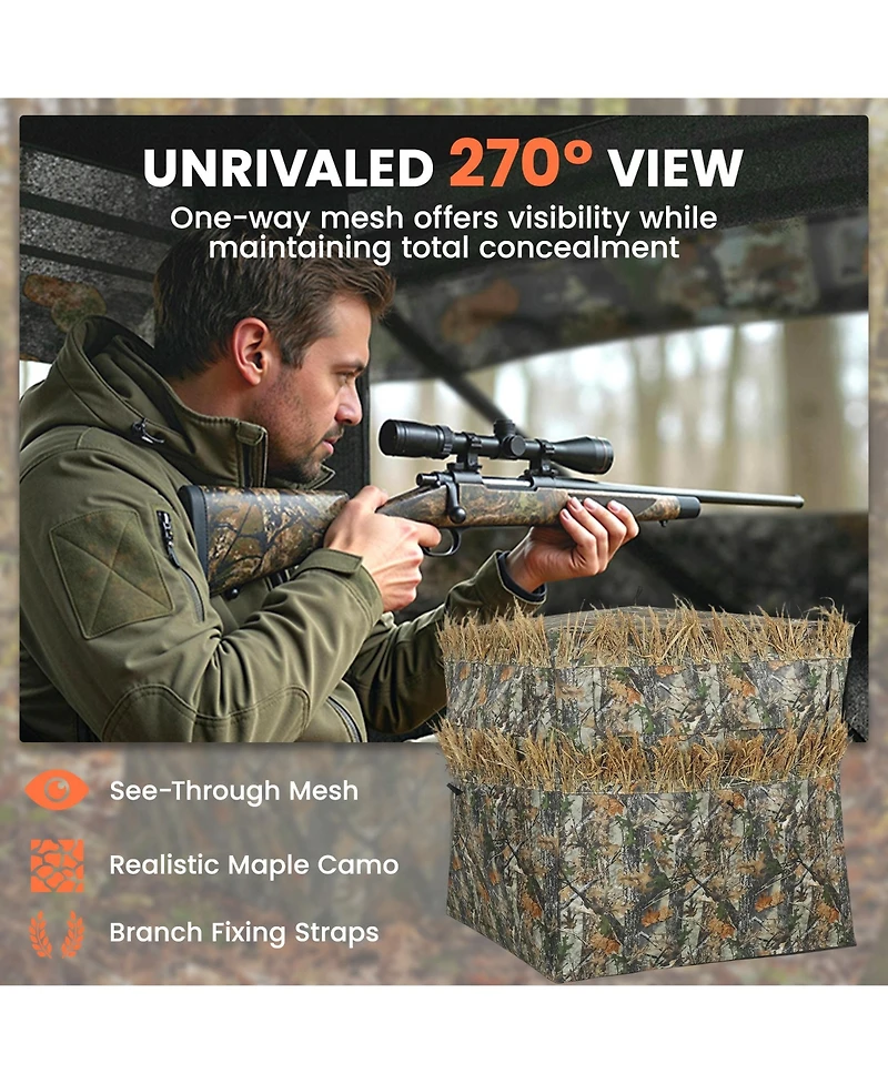Outsunny Hunting Blind for 2 Person, Pop Up Blind with 270-Degree View