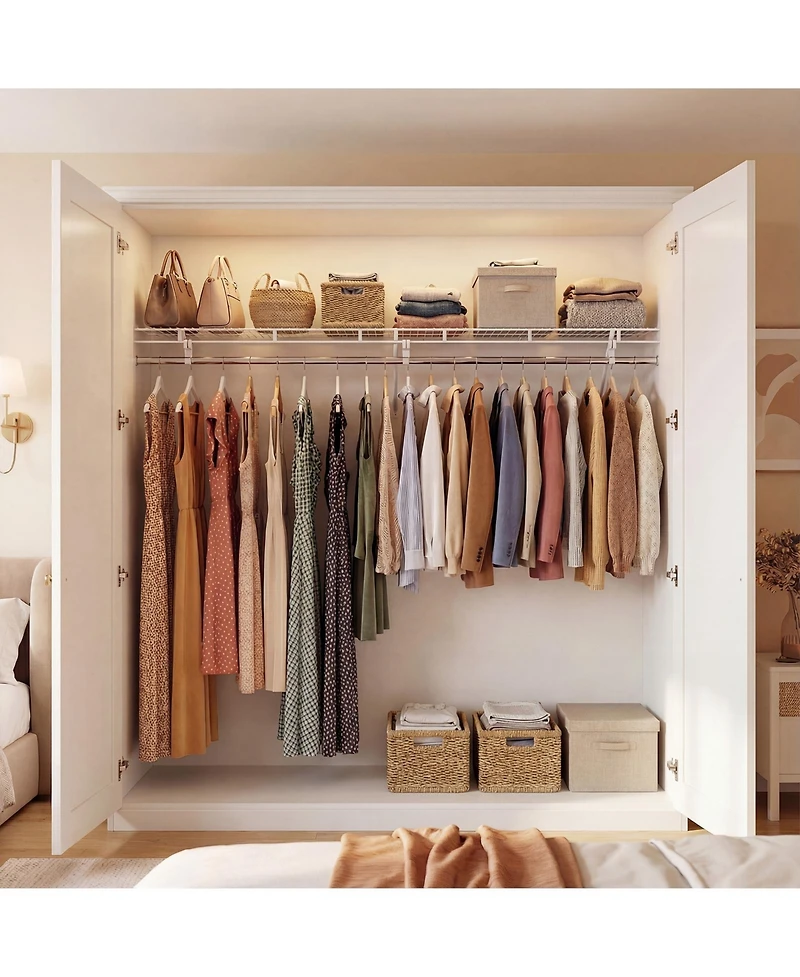 Sugift Closet Shelves Wall Mounted with Hanging Rod for Laundry Room