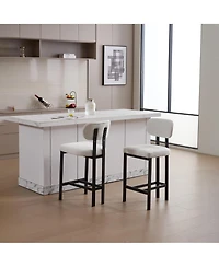 Boyel Living Set of 2 26" Upholstered Fabric Counter-Height Bar Stools with Metal Legs