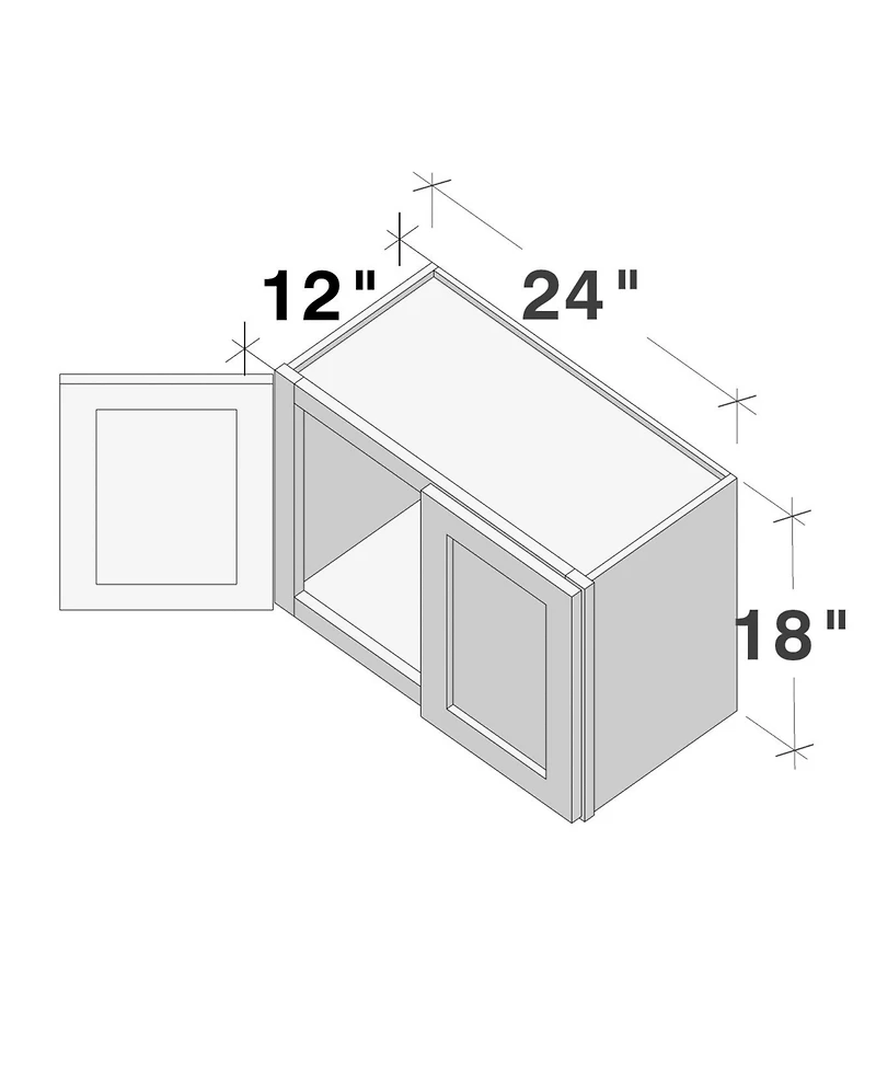 Boyel Living W24" Short Wall Cabinet with Full Overlay Hdf Door for Custom Kitchen or Bathroom