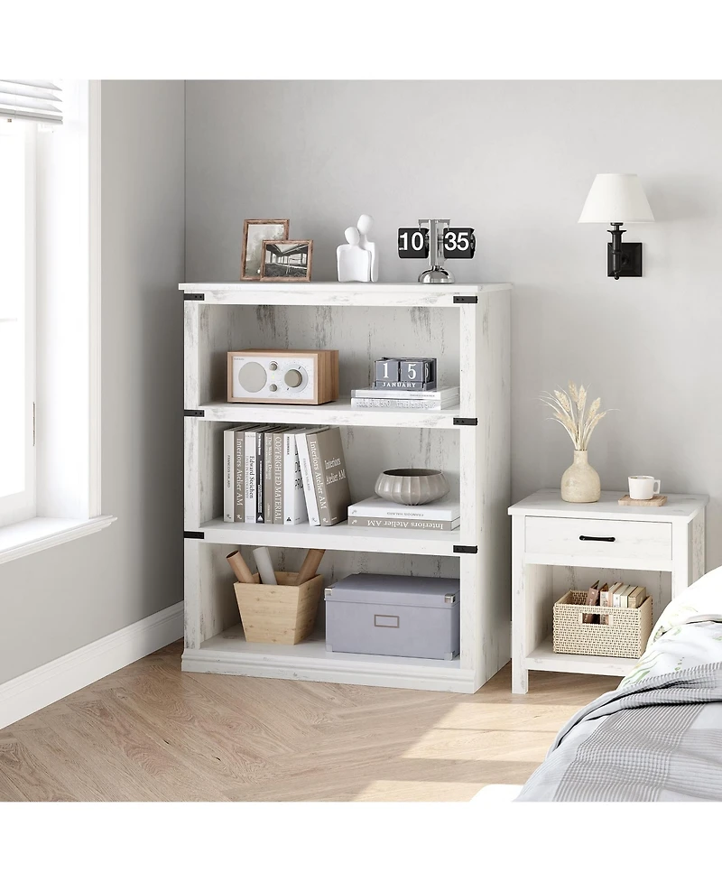 gaomon 40" Tall Farmhouse 3-Tier Wooden Bookcase, Modern Storage Bookshelf