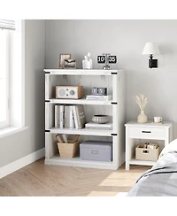 gaomon 40" Tall Farmhouse 3-Tier Wooden Bookcase, Modern Storage Bookshelf