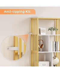 gaomon Modern 4-Tier Tall Bookshelf with 3 Drawers, Metal Frame Storage Rack