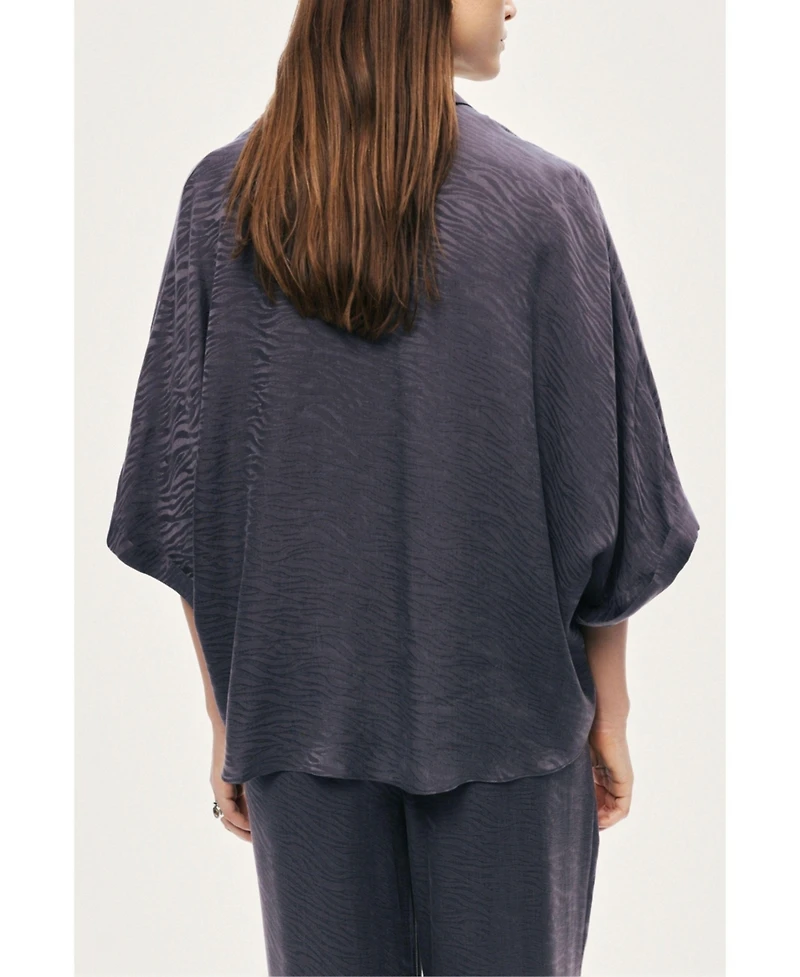 Nocturne Women's Relaxed Short-Sleeve Textured Shirt