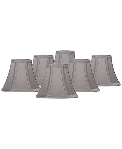 Springcrest Set of 6 Bell Chip Chandelier Lamp Shades Pewter Small 3" Top x 6" Bottom x 5" High Candelabra Clip-On Fitting