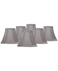 Springcrest Set of 6 Bell Chip Chandelier Lamp Shades Pewter Small 3" Top x 6" Bottom x 5" High Candelabra Clip-On Fitting