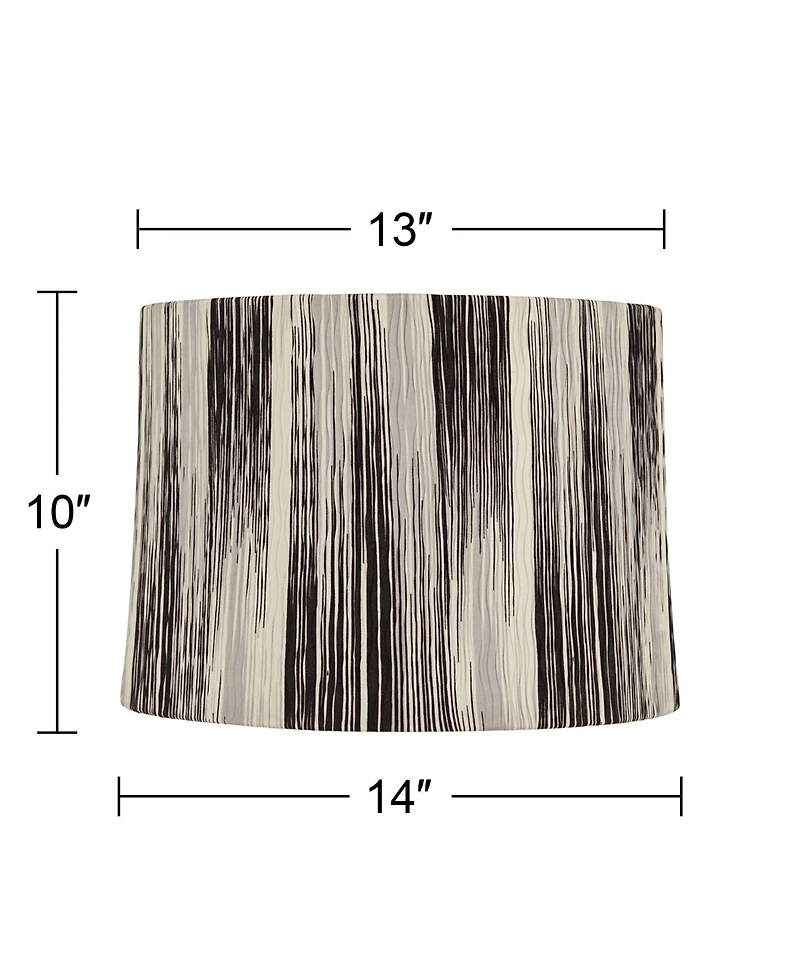 Springcrest Esbjerg 13" Top x 14" Bottom x 10" High x 10" Slant Print Lamp Shade Replacement Drum Monochrome Washer Harp Finial